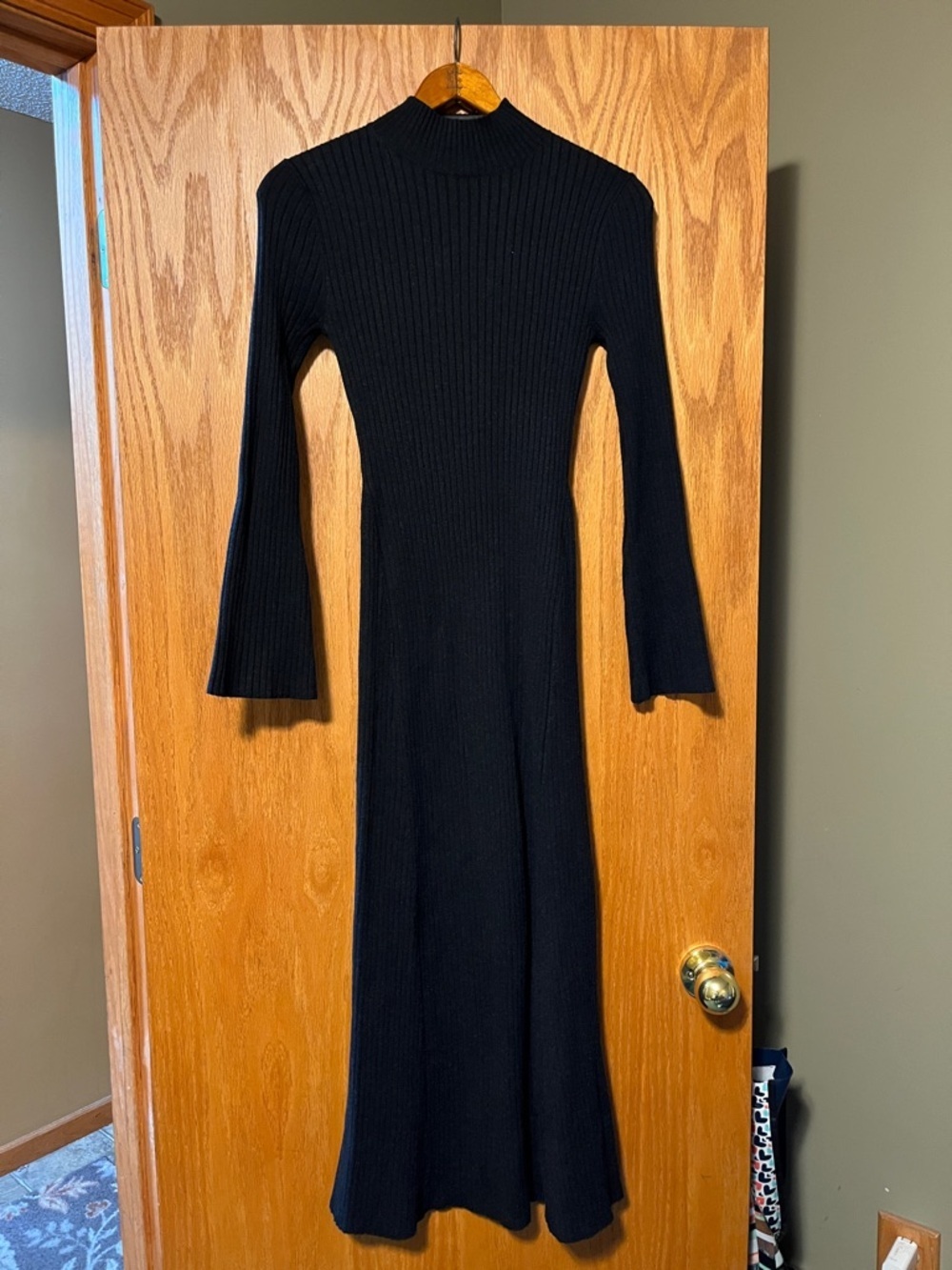 a new day Black Ribbed Long-Sleeve Maxi Dress